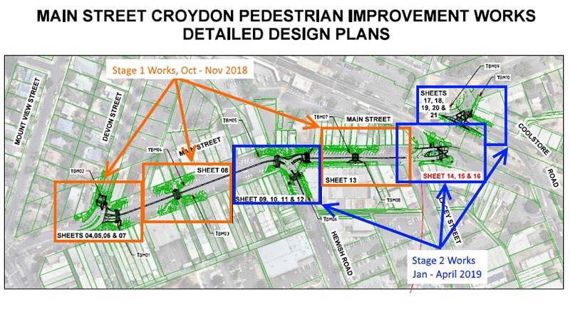 Design plans for Main Street Croydon pedestrian improvement works