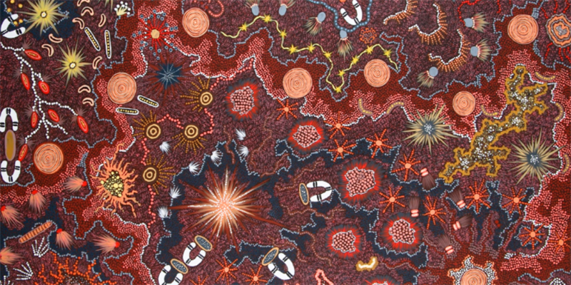 Bush Tucker Dreaming, 1996, acrylic on canvas by Gabriella Possum Nungurrayi