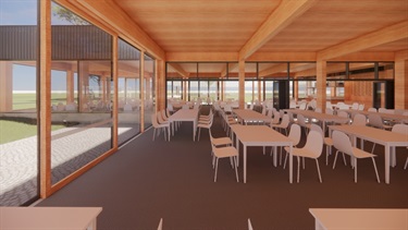 Inside the Multipurpose Hub, looking towards Bowls