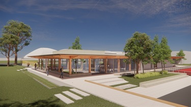 The south-eastern façade of the Multipurpose Hub