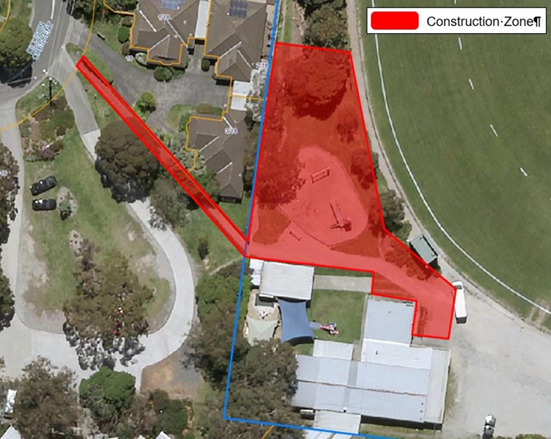 Map of construction zone for North Ringwood Reserve carpark and drainage works