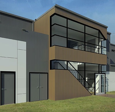 Render of front entrance for HE Parker