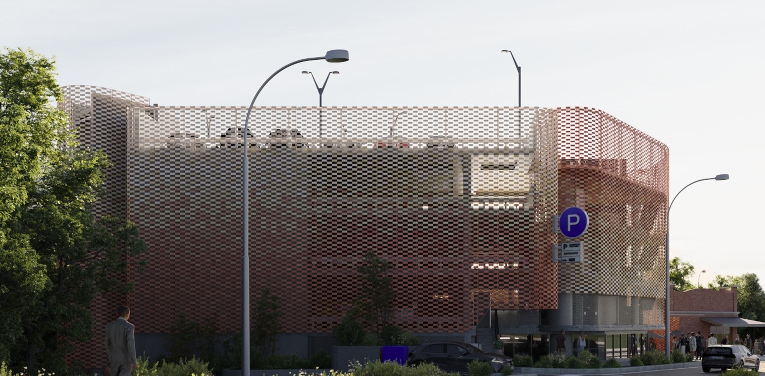 Ringwood Activity Centre car park render looking east toward Station Street