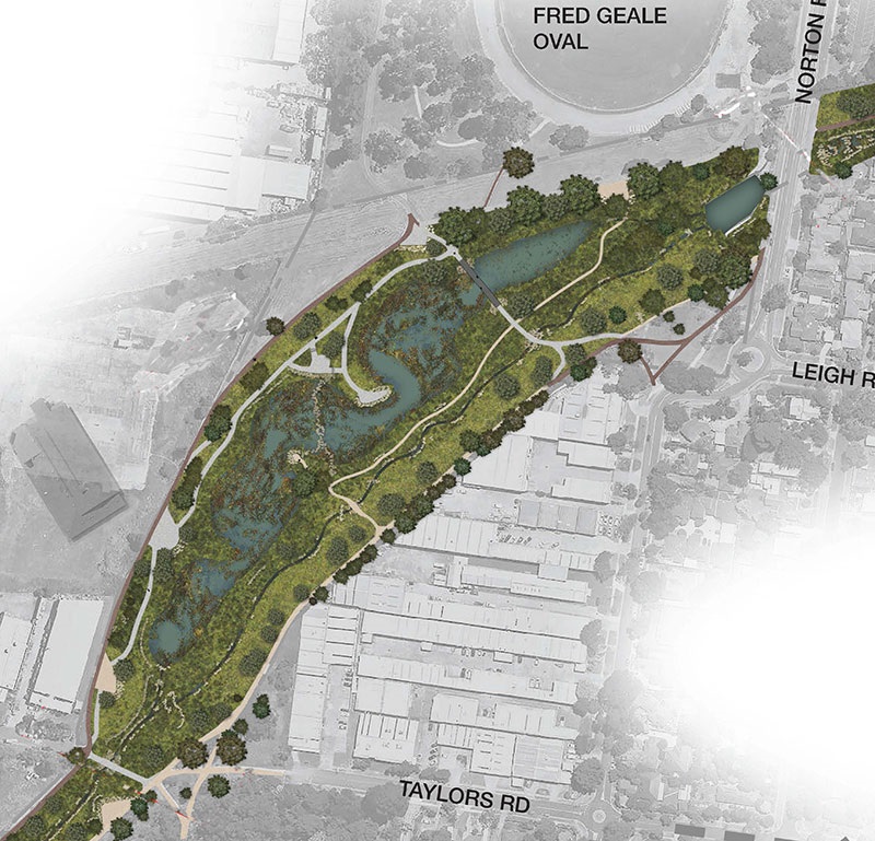 Map showing Tarralla Creek redevelopment plan