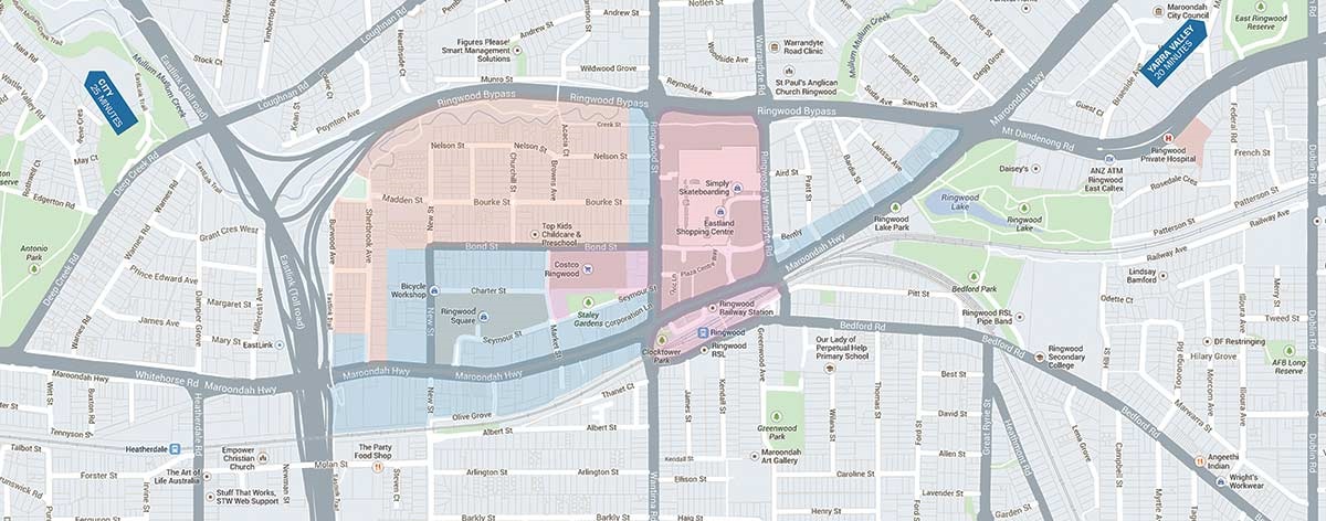 Map showing Ringwood Metropolitan Activity Centre 