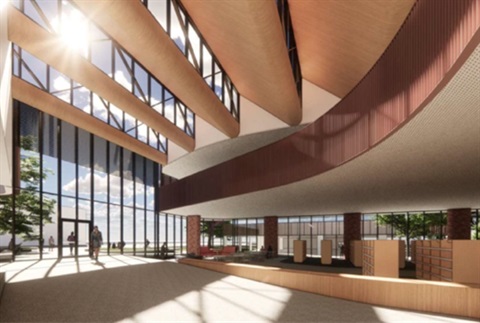 Artist's impression of the entry foyer for Croydon Cultural Hub