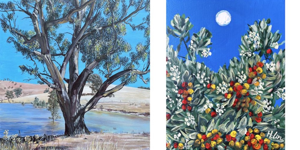 'Summer Tree at Bonnie’ by Margaret Krajnc and ‘When the sun comes up - Killarney Strawberry Tree (Arbutus Unedo)’  by Hsin Lin 