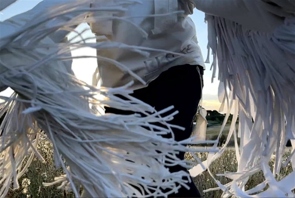 Inga Hanover, Ķekatas to Meteņi – dark side of the year, 2025, still from two channel video, 2.5min duration