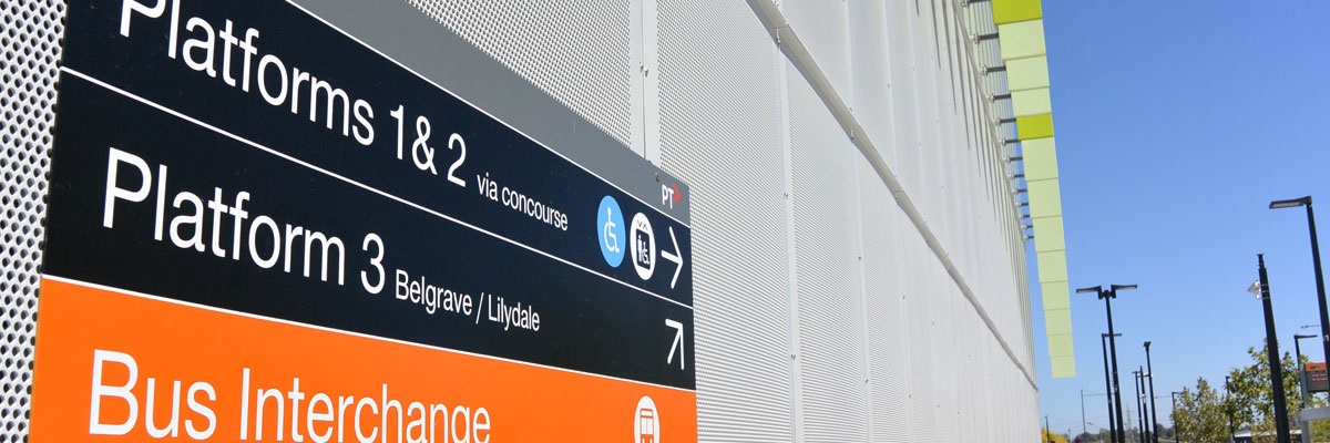 Platform signage at Ringwood Train Station