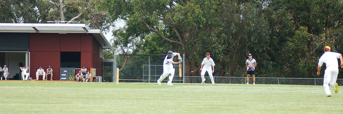 Cricket team playing a match on an oval