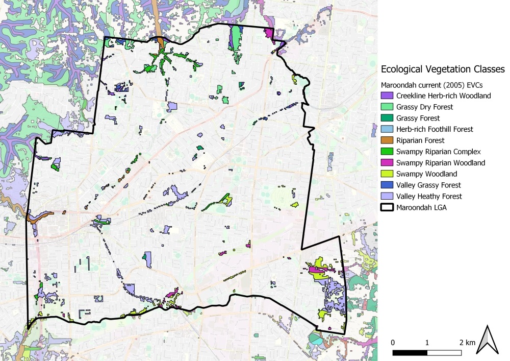 Ecological Vegetation Classes in Maroondah (2005)