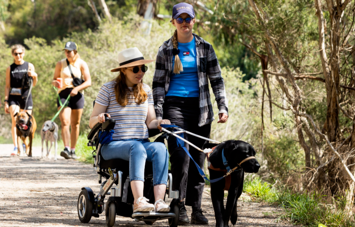 Person in a wheelchair using an accessible path