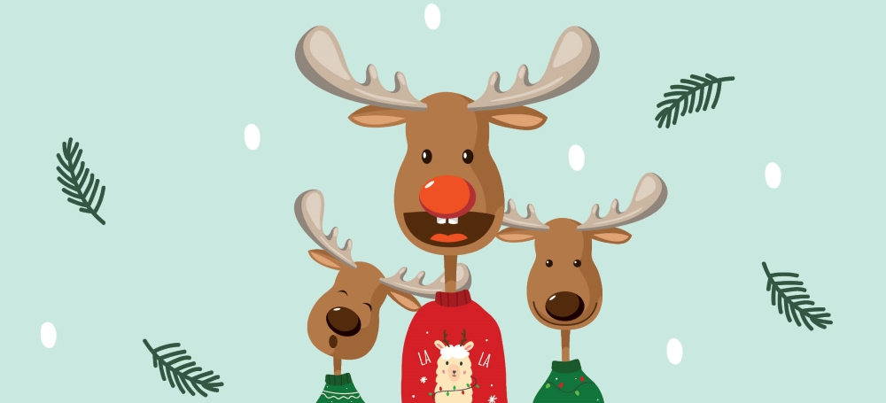 Reindeers singing Christmas carols