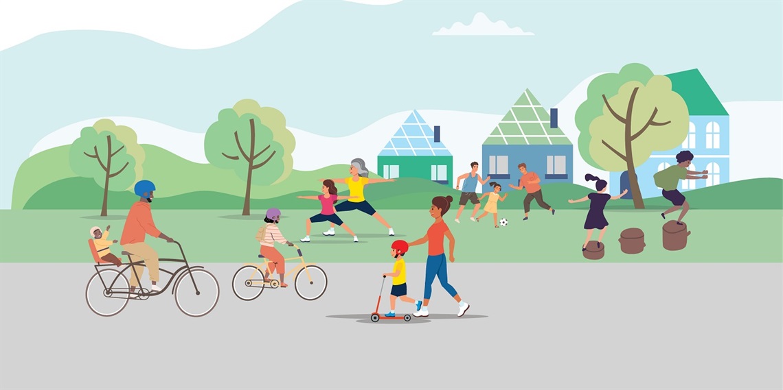 Graphic of kids playing in a park