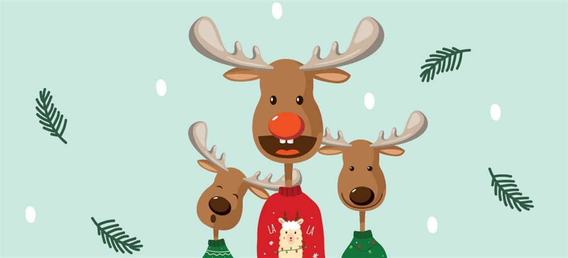 Reindeers singing Christmas carols