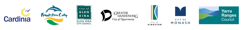 Cardinia Shire Council, Frankston City Council, Glen Eira City Council, Greater Dandenong City Council, Kingston City Council, Monash City Council, and Yarra Ranges Council.