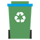 blue lidded bin with a recycling image