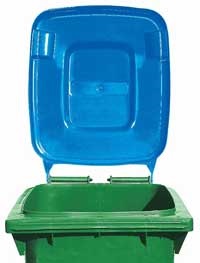 Bin with blue lid