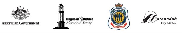 Australian Government logo, Ringwood District Historical Society, Returned Services League, Maroondah City Council
