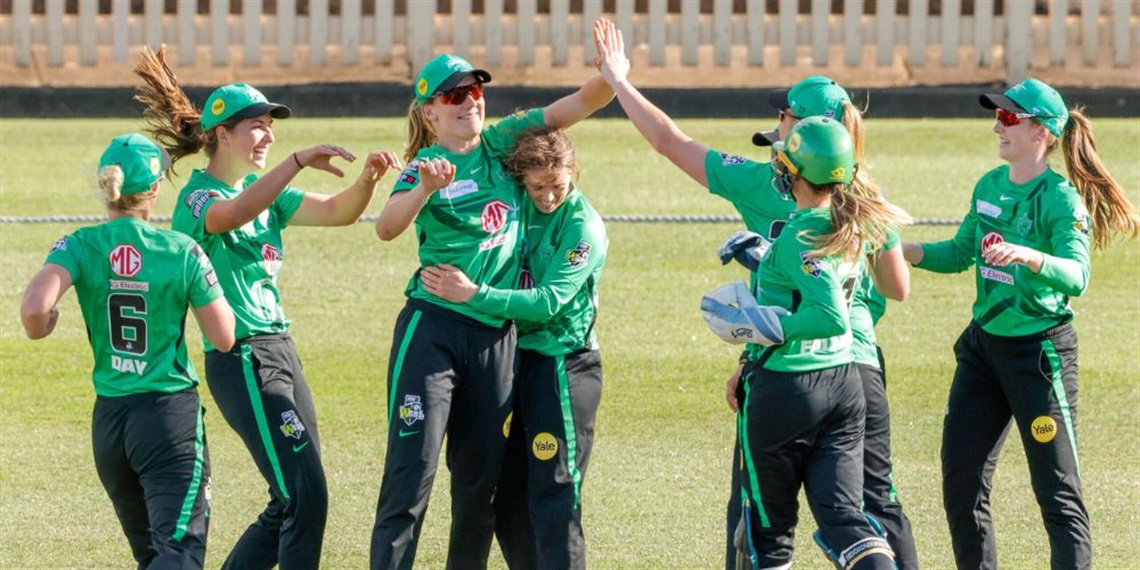 Melbourne Stars cricket team celebrating during a game
